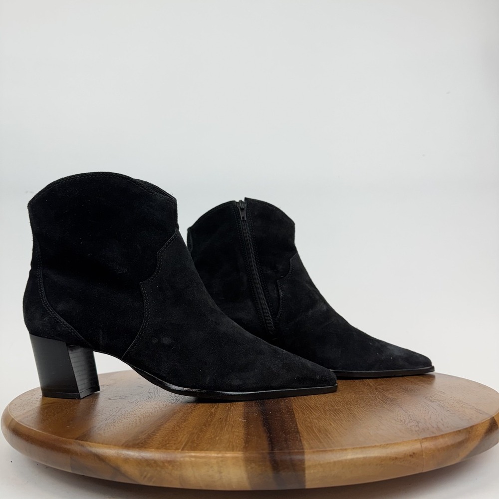 Womens Bernardo Frisco Black Suede Western Casual‎ Heeled Ankle Boots Size 11 M